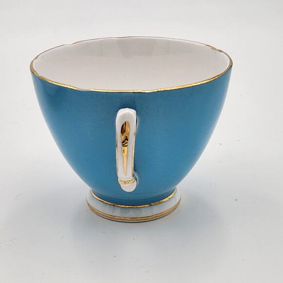 1960s Colclough Ballet Harlequin Blue Bone China Teacup Saucer Set Ridgway - Picture 11 of 16